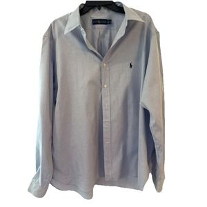 Ralph Lauren Classic Blue‎ Dress Cotton Shirt 18 XL  Collared Navy Polo Pony